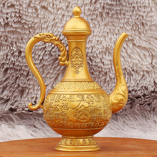 Brass Baifu wine jug home living room relief sand golden wine desktop ornaments gifts metal crafts wholesale