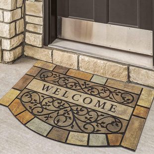 Light Luxury Retro Style Semi-circular Bedside Blanket Home Living Room Bedroom Study Home Non-slip Dirt-resistant Wear-resistant Floor Mat