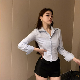 Sexy jk uniform white shirt women 2024 new spring long sleeve design sense niche slim waist top