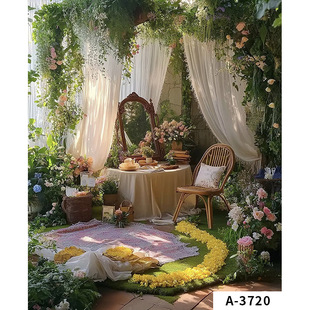 French girl oil painting photo live background cloth 3d stereo background wall photo wedding dress oil painting background live room