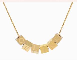 Big brand small square necklace plated 18K real gold titanium steel does not fade light luxury high design style clavicle chain wholesale