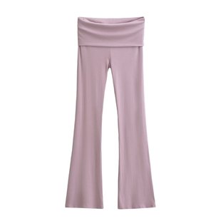 2024 spring new double-layer waist sports pants casual pants women's hot girl style Stretch Slim micro flared pants