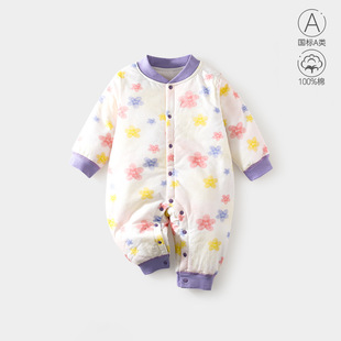 Newborn Clothes Cotton Climbing Clothing Baby jumpsuit for boys and girls in autumn and winter cotton-padded warm A cotton-padded jacket