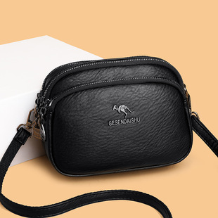 New Fashion Soft Leather Women's Small Bag 2025 Fashion All-match Shoulder Crossbody Bag Multi-layer Mobile Phone Bag Small Square Bag