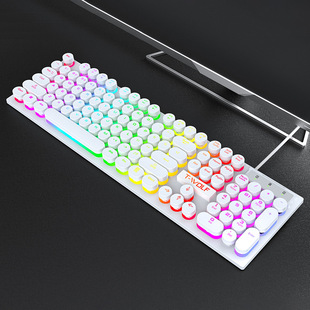 T-WOLF Thunder Wolf T80 игровая клавиатура светящийся панк ретро круглый ключ колпачок проводной розовый киберспорт клавиатура трансграничная