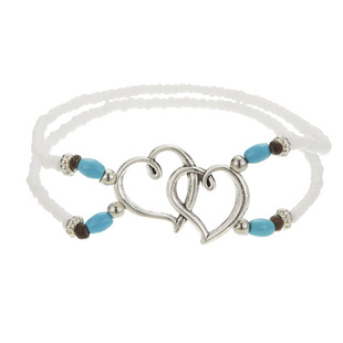 Yida Cross-border New Holiday Style Double-layer Rice Bead Foot Chain Double Love Necklace Turquoise Necklace Bracelet Body Chain