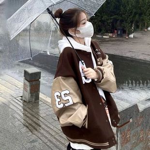 2025 Spring and Autumn New American Baseball Suit Vintage Stitching Embroidered Jacket Women's Loose
