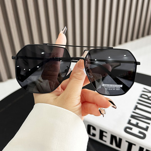 Aviator Sunglasses Men's 2024 Super Cool Driving Special Double Beam Polarized Sunglasses Cycling Driving Internet Trendy