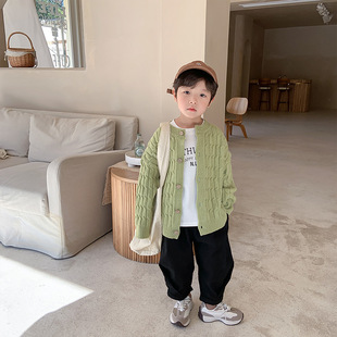 Children's Clothing Boys' Spring Cardigan 2023 New Korean Children's Knitted Sweater Jacket Baby Casual Jacket Trendy