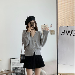 Irregular knitted cardigan women's spring and autumn soft glutinous short outer sweater coat women's autumn coat 2023