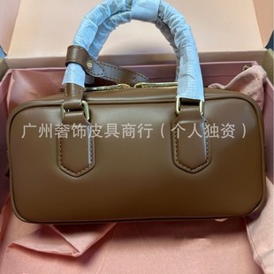 Guangzhou Women's Bag 2024 New Miu Home Bowling Women's Bag Fashion Trend Shoulder Crossbody Calfskin Leather Women