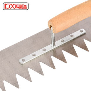 Factory direct supply Kemaixin manganese steel left big tooth trowel tiling tool wooden trowel flat trowel scraping knife