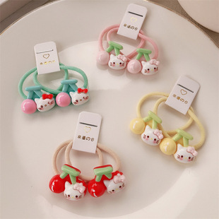 A Pair of Pack ~ Cartoon Cat Cherry Lollipop Hair Rope Cute Children's Hair Rope Hair Rope Hair Accessories