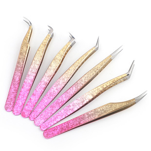New Ice Flower Grafting Tweezers High Precision Grafting False Eyelash Blossom Tool Dolphin Clip Gold Feather Clip Eyelash Tweezers
