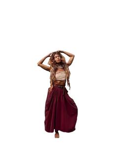 European and American Women's Casual Skirt New Style Drawstring Large Pocket Bohemian Loose Organic Cotton Long Dress