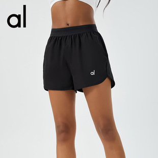 Alo New Anti-running Light Hot Pants Fake Two-piece Sports Quick-drying Breathable Running Shorts Yoga Clothes Fitness Short Library Pants