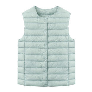 Autumn 2024 New Women's Down Vest Women's Collarless Vest Lightweight Warm Slim-fit Slim-fit Easy-fit Round Neck Liner