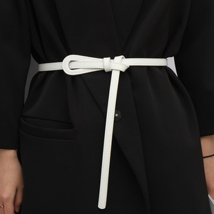 Thin Belt Women's Imitation Leather All-match Knot Decorative Belt Fashionable Black Dress Sweater Waistband