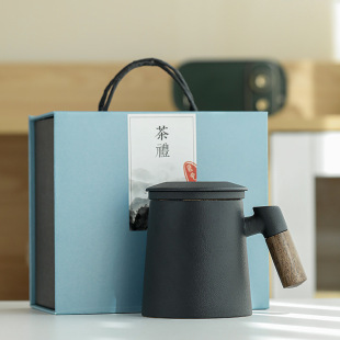 Bluestone Glaze Ceramic Cup Mug Tea Separation Tea Cup Office Home Soaking Tea Cup High Color Value Wholesale