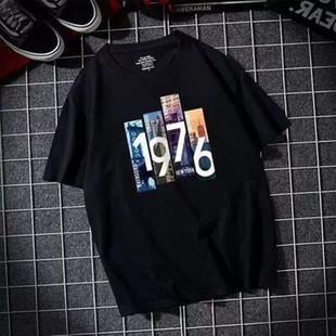 Fashion brand CHINA short-sleeved T-shirt men's cotton loose casual Hong Kong style couple plus size round neck ins half-sleeved shirt