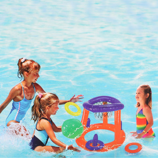 Cross-border PVC Inflatable Basketball Rack Parent-child Water Game Water Inflatable Basketball Rack Frame Throwing Ring Toy