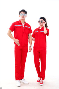 Summer half sleeve overalls suit can be printed logo embroidered word factory workshop company overalls production gas station tooling