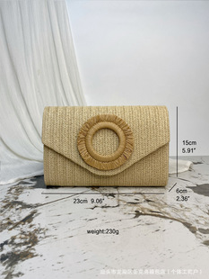 New Cross-border Evening Bag Straw Woven Bag Holiday Style Woven Bag Envelope Bag Women's Dress Seaside Beach High-end Sense