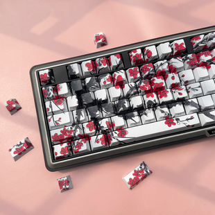 Chinese style plum blossom mechanical keyboard key cap original height side engraved light transmission pbt87/108 key configuration customized