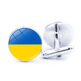 Запонки с флагом Украины Драгоценный камень времени Французская Мужская рубашка серебряные запонки трансграничные новые аксессуары оптом