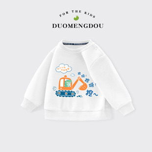 Mengdou Children с длинными рукавами для мальчиков повседневный топ осень новый ребенок автомобильная тема с круглым воротником свитера FAE