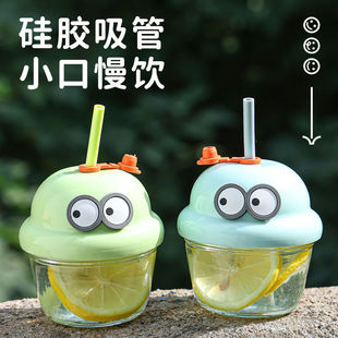 Creative mini cup cute cartoon glass sippy cup activities mini gift cup milk coffee fat cup
