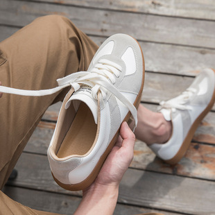 Autumn Retro German Training Shoes Men's Trendy All-match Casual White Shoes Comfortable Flat Sneakers Student Board Shoes
