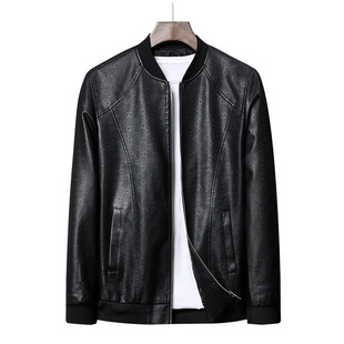 Casual Baseball Suit Zipper Leather Jacket Leather Jacket Men's 197