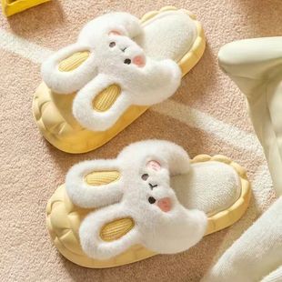 Women's cotton slippers with drooping feeling 2023 new autumn and winter indoor home cute plush rabbit warm cotton slippers