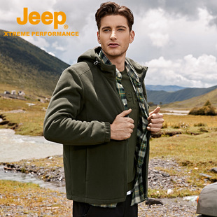 Jeep Felset Мужская толстая шерстяная куртка двухсторонняя шерстяная теплая мужская с капюшоном