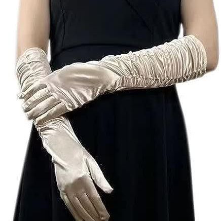 Women's Mid-length Satin Gloves Opera Party Wedding Bride Wedding Dress Costume Party Accessories Gloves Evening
