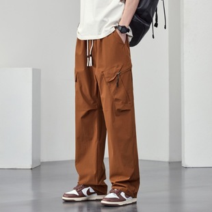 JYF-2597 Casual Pants Men's Spring Loose Straight Overalls New American Style Elastic Sports Long Pants for Men