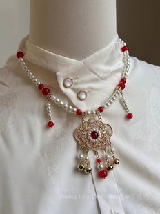Chinese Style Hanfu Necklace Pendant New Chinese Style Retro Ancient Style Cloud Back Tassel Lotus Wreaths Horse Face Skirt Cheongsam Accessories