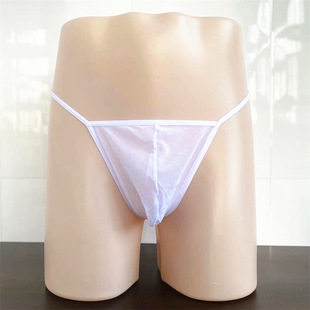 Explosions Men's Low Waist Thin Belt Underwear Egg Bag Perspective Sexy Flirting Underwear Temptation Double Dongs T-pants Thongs