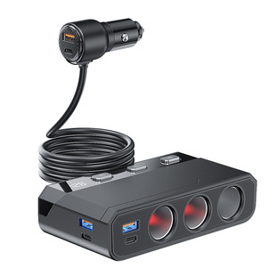 New private model one-to-three 9-Port cigarette lighter car charger 225W high-power independent switch cigarette lighter function