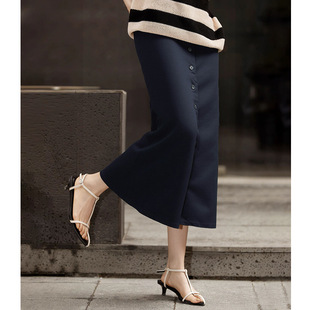 Early Spring New 2025 High Waist Slimming Skirt Women's Design Niche Simple Single-breasted Mid-length A- line Skirt