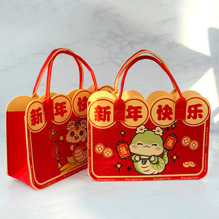 2025 Year of the Snake Spring Festival Bag Chinese Red Festive Gift Bag Handbag Felt Bag Cute Tote Bag in stock