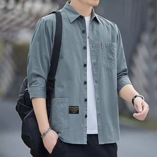 Counter Withdraws Summer Short-sleeved Shirt Men's Loose Workwear Seven-sleeved Shirt Thin Top Men's Coat Trendy