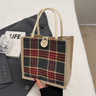 Portable Bag for Work Women's 2024 Fashion Linen Canvas Bag Women's Ins Niche All-match One-shoulder Handbag