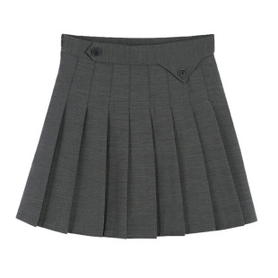 Pleated Skirt Autumn and Winter Women's Skirt Women's New Grey Slimming Suit High Waist Skirt Small A- line Skirt