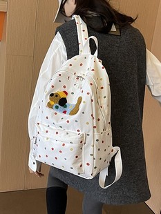 2024 New Junior High School Student Schoolbag Japanese Ins Wind College Wave Dot Fashionable Backpack College Student Backpack