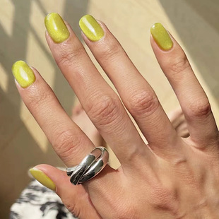 White ins advanced pure want to wear nail flash cat eye solid color gradient temperament fake nail manicure finished product wholesale