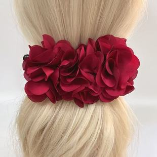 Yi Mengling's Wine Red and Bright Yellow Mermaid Style Oversized Banana Clip Female High-end Head Clip