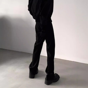 Qiushan style/Xiaozhong high street vibe style split micro horn trousers men's hanging sense high sense accumulation mop pants
