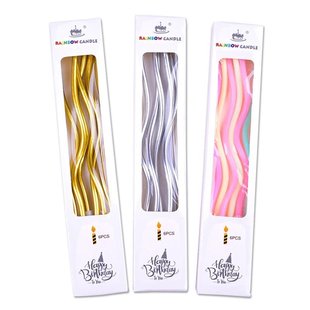 Birthday Cake Candle Thin Curved Curved Wave Shape Colorful Golden silver Single Romantic Birthday Candle